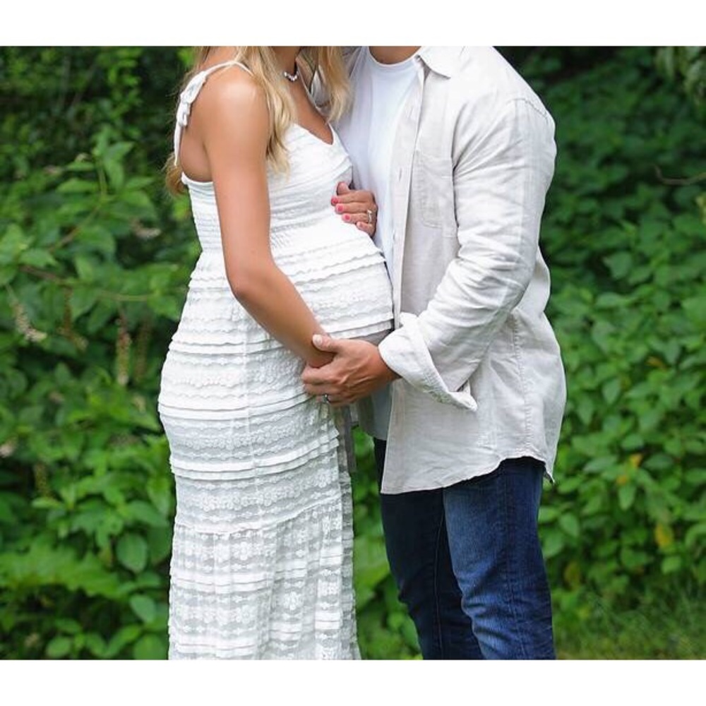 White/Cream Lace Maternity Dress